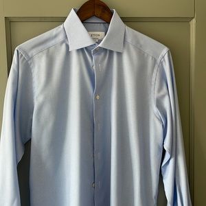 Eton Light blue houndstooth dress shirt. Contemporary fit